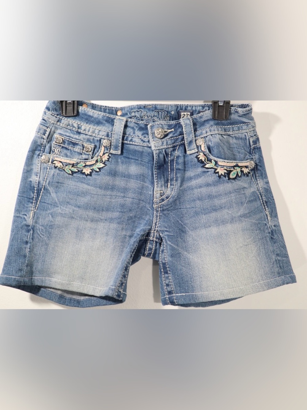 Miss Me Light Blue stone washed Denim Jeans Shorts